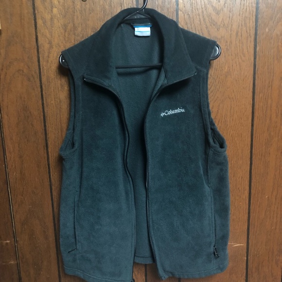 Columbia Fleece Zip Up Vest Mens Medium Dark Gray - Picture 2 of 5